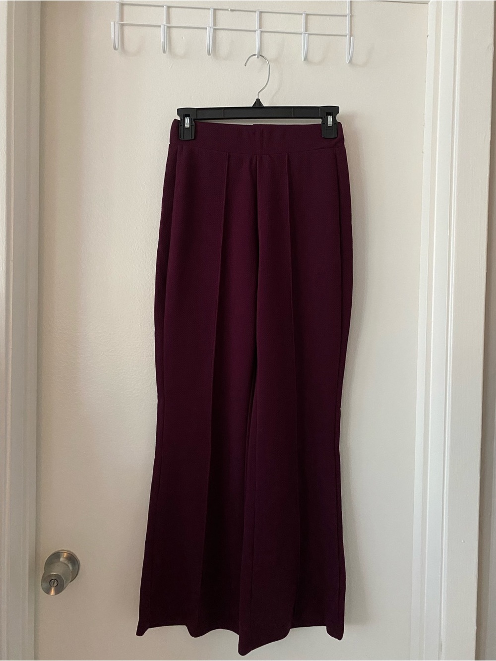 Wide-Leg Burgundy Women's Pants